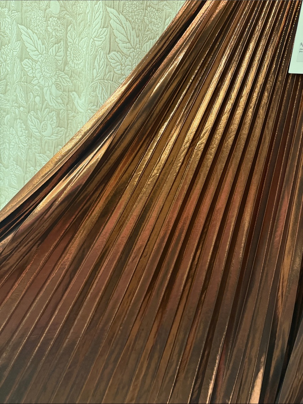 Metallic Pleated Maxi Skirt - Copper Brown - Picture 3 of 7